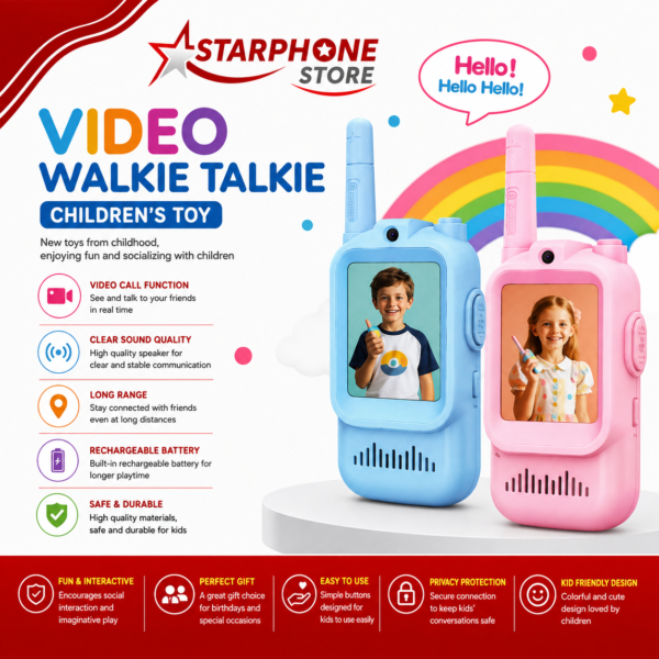 Talkie-walkie vidéo pour enfants, bleurose, lot de 2