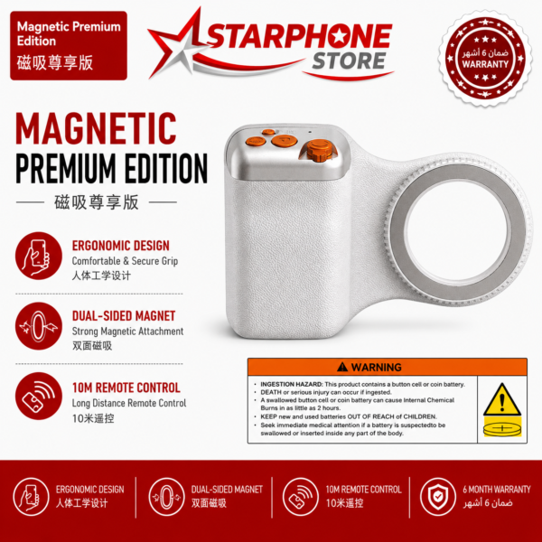 Magnetic Premium Edition – Poignée Magnétique pour iPhone avec Télécommande Bluetooth