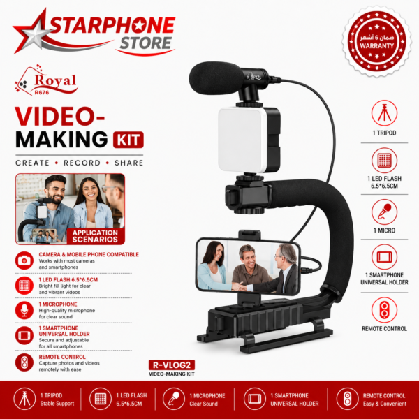 Stabilisateur de caméra portable de type AY49U C, lumière de remplissage, microphone