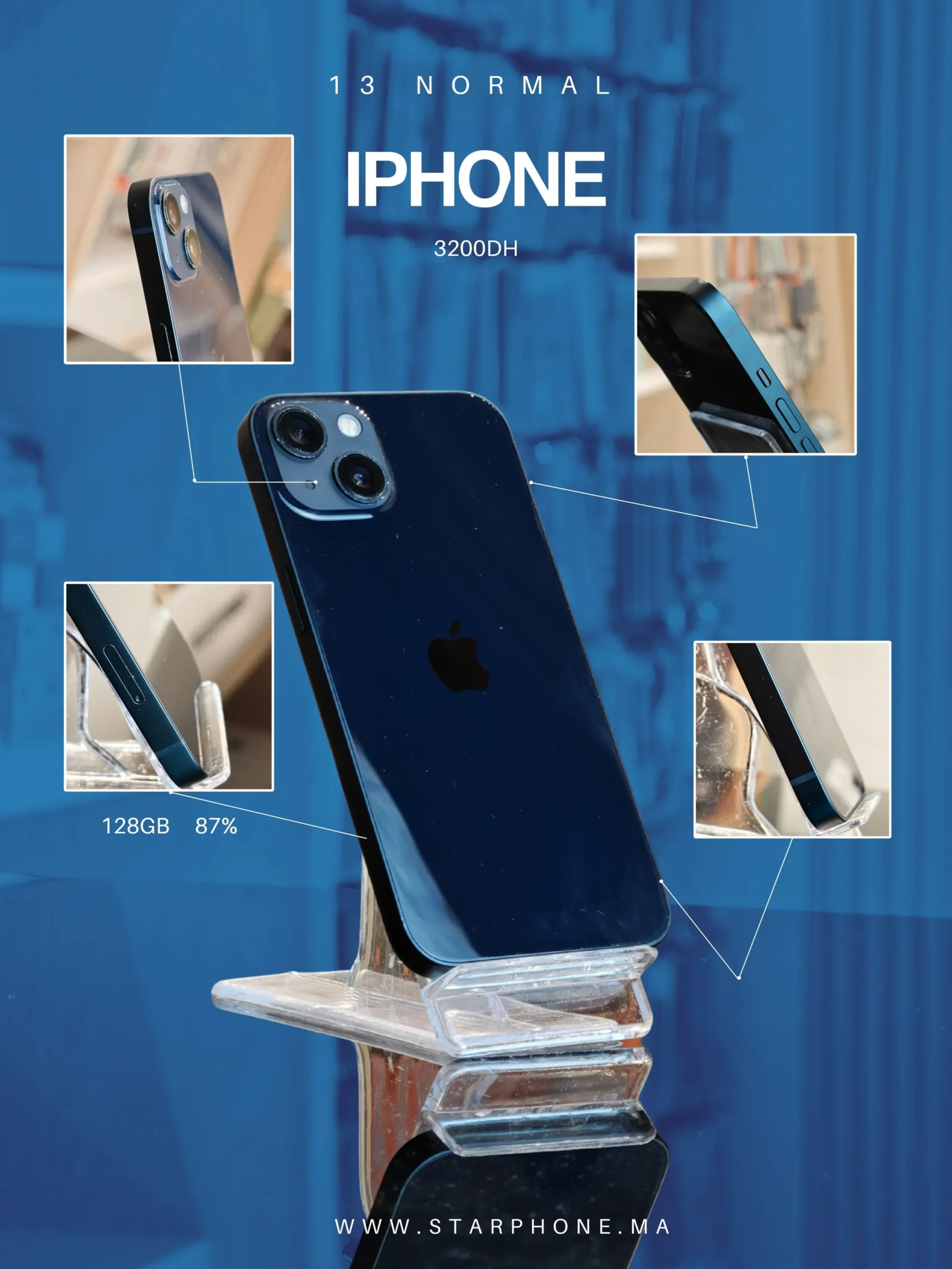 IPHONE 13 128GB 87% 7766 Apple IPHONE 13 87% 7766 - StarPhone Maroc