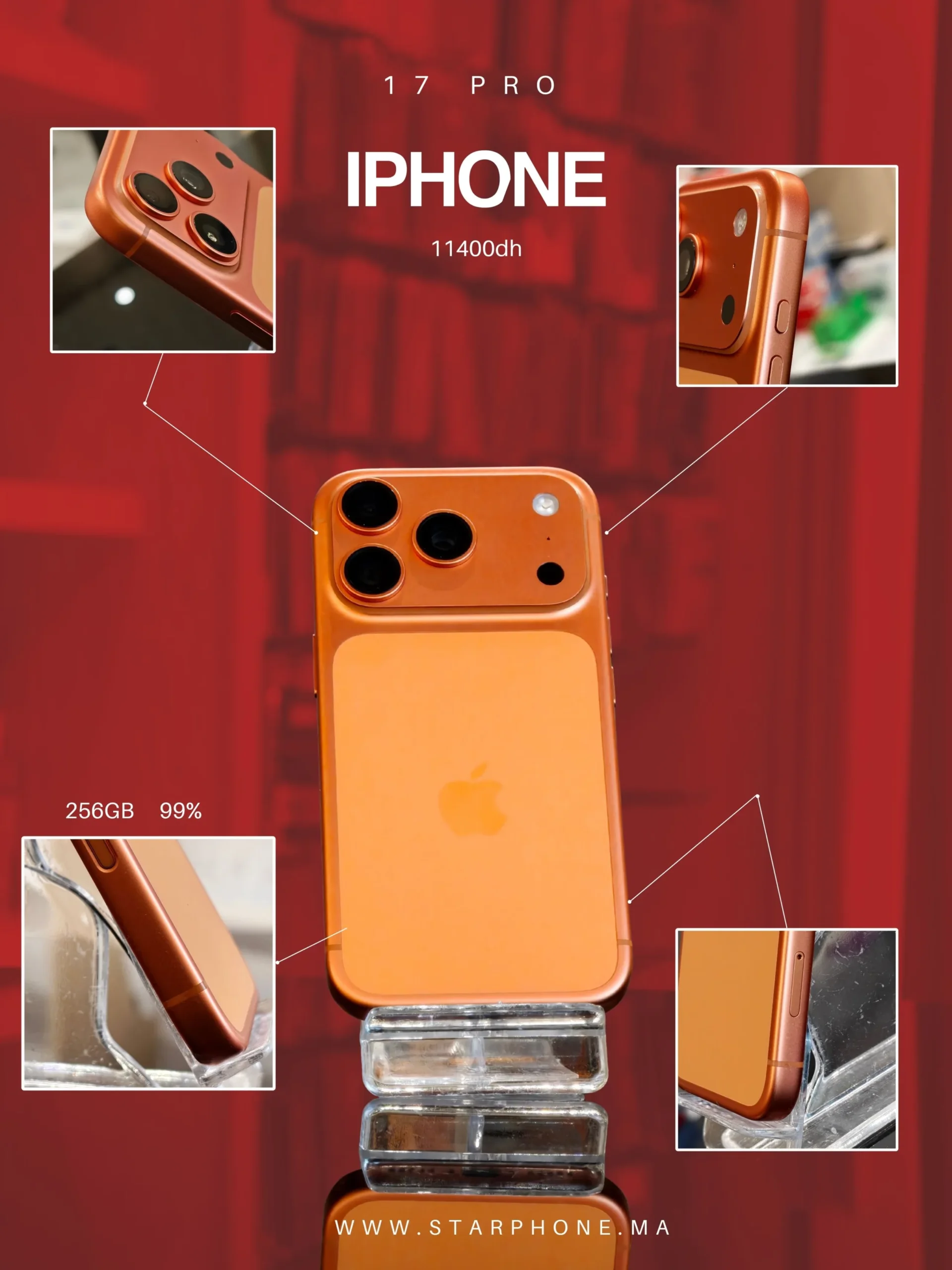 IPHONE 17 PRO 256GB 99% 6574 or Apple IPHONE 17 PRO 99% 6574 - StarPhone Maroc
